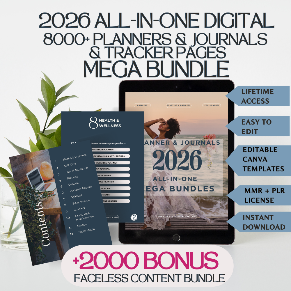 8000+ (2026) All-In-One Digital Planners & Journals Mega Bundle